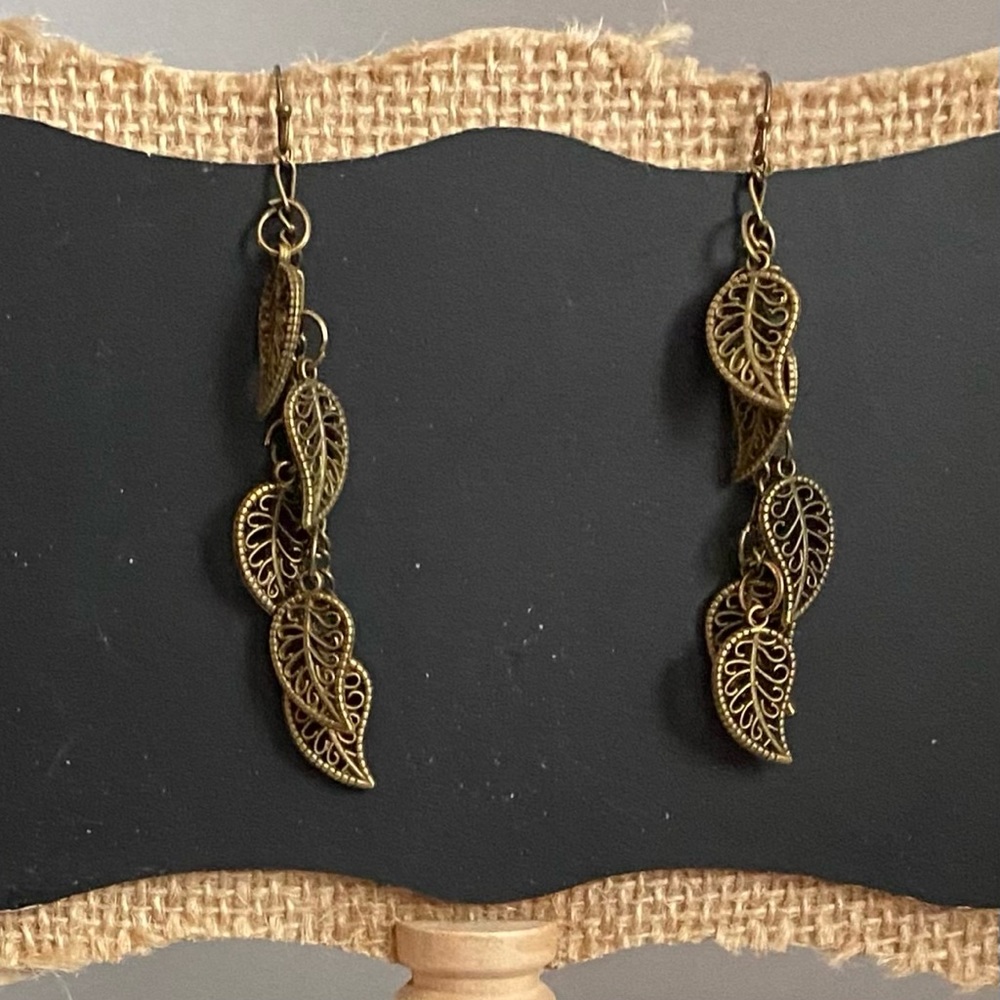 NEW Brass leaf earrings